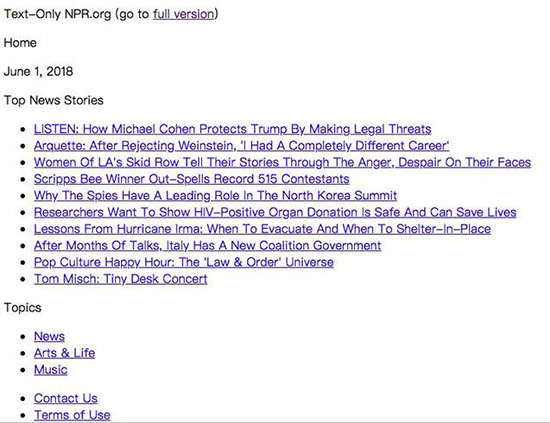 4 (美国公共广播电台的纯文字版网站)